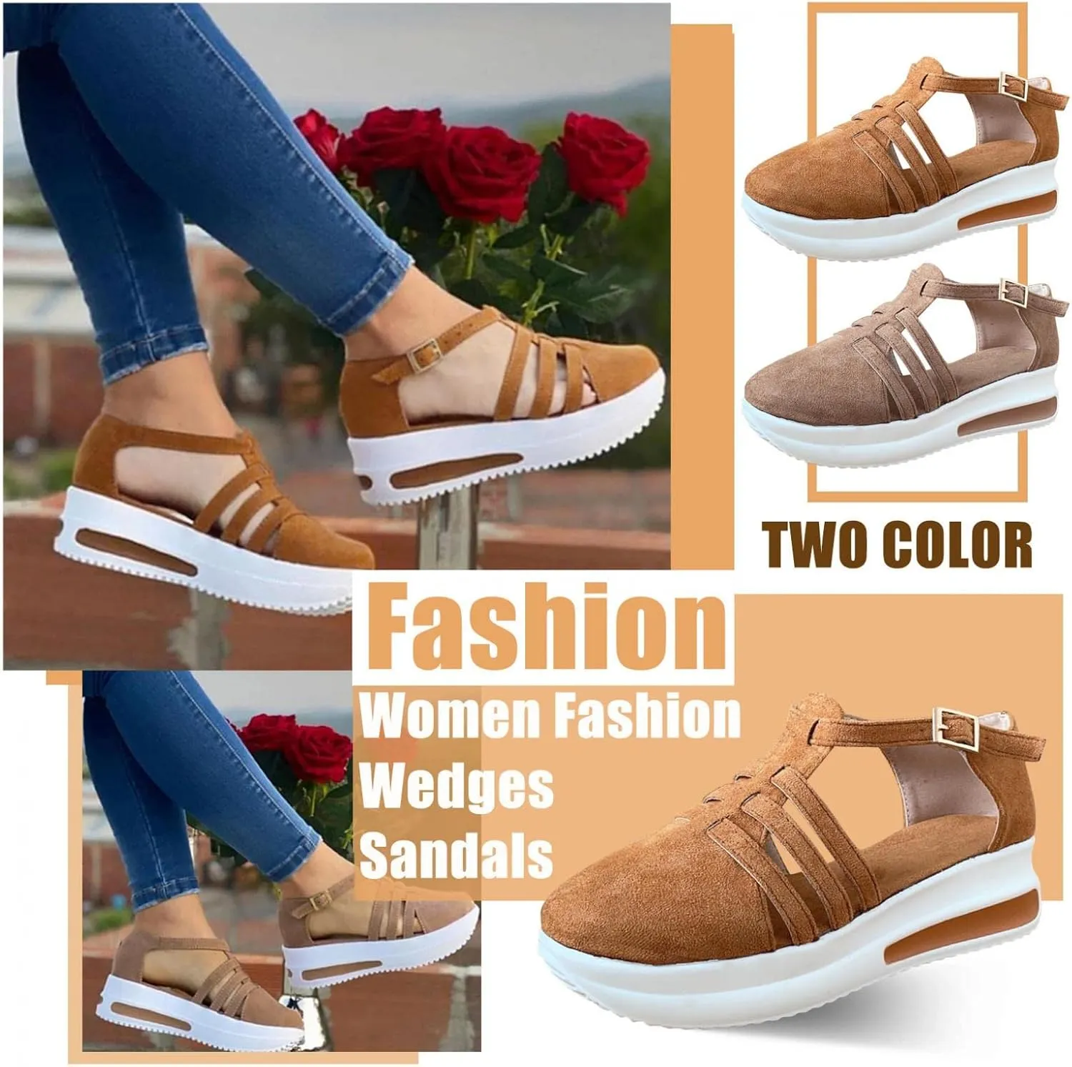 2021 Comfy Platform Open Toe Strapy Sandal Shoes Casual Summer Beach Travel Sandals for Women