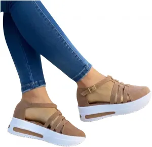 2021 Comfy Platform Open Toe Strapy Sandal Shoes Casual Summer Beach Travel Sandals for Women