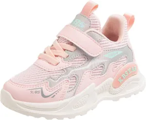 All Seasons Children Sports Shoes Girls Flat Lightweight Mesh Breathable and Comfortable Solid Lace Shoes