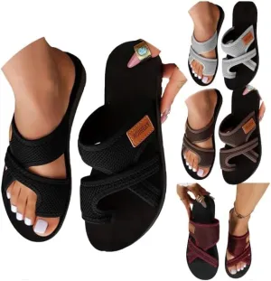 Avylays Orthopedic Sandals for Women Hollow Mesh Slide Flip Flops Comfortable Breathable Sandals with Arch Support