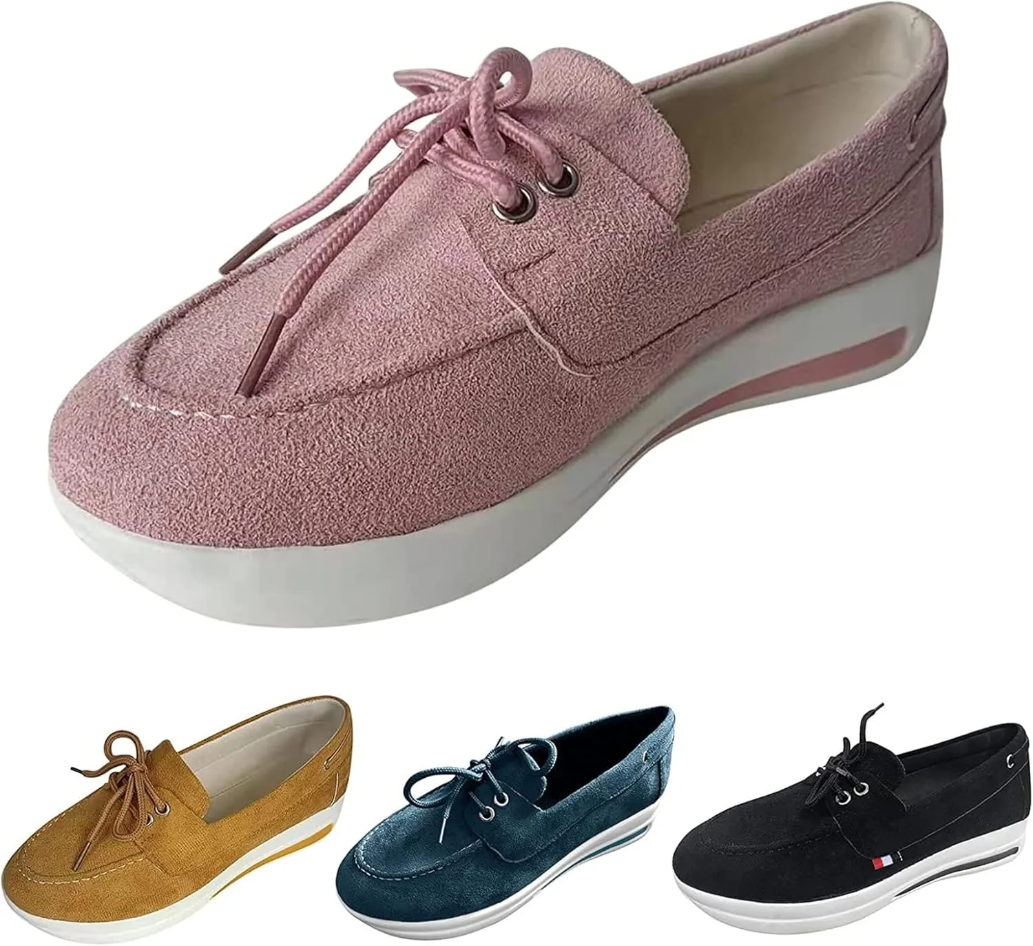 BBPM Comfy Elegant Orthopedic & Extremely Soft Shoes Casual Comfy Clogs Platform Suede Slip On Sandals Flat Mule Round Toe Loafer Shoes Beach Travel Walking Shoes,Blue,EU38/US7