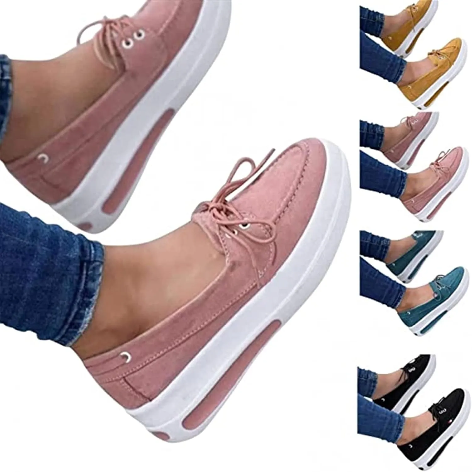 BBPM Comfy Elegant Orthopedic & Extremely Soft Shoes Casual Comfy Clogs Platform Suede Slip On Sandals Flat Mule Round Toe Loafer Shoes Beach Travel Walking Shoes,Blue,EU38/US7