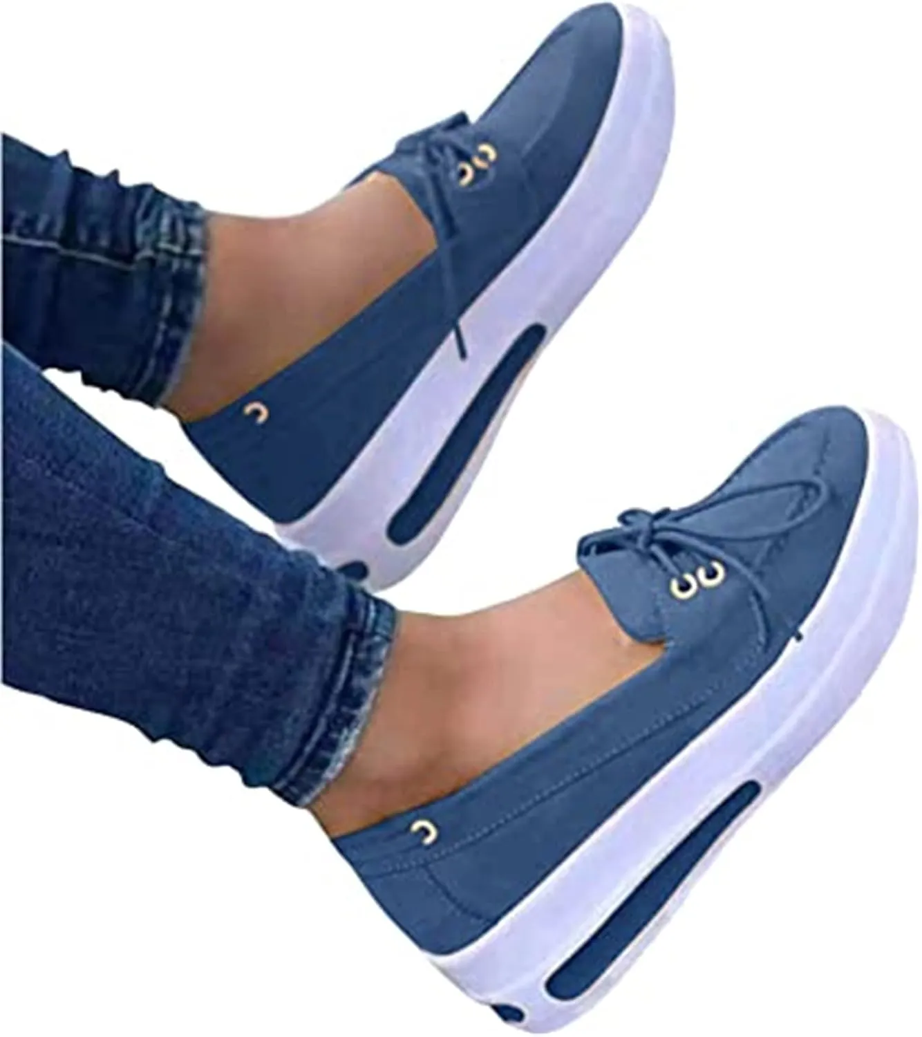 BBPM Comfy Elegant Orthopedic & Extremely Soft Shoes Casual Comfy Clogs Platform Suede Slip On Sandals Flat Mule Round Toe Loafer Shoes Beach Travel Walking Shoes,Blue,EU38/US7