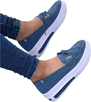 BBPM Comfy Elegant Orthopedic & Extremely Soft Shoes Casual Comfy Clogs Platform Suede Slip On Sandals Flat Mule Round Toe Loafer Shoes Beach Travel Walking Shoes,Blue,EU38/US7
