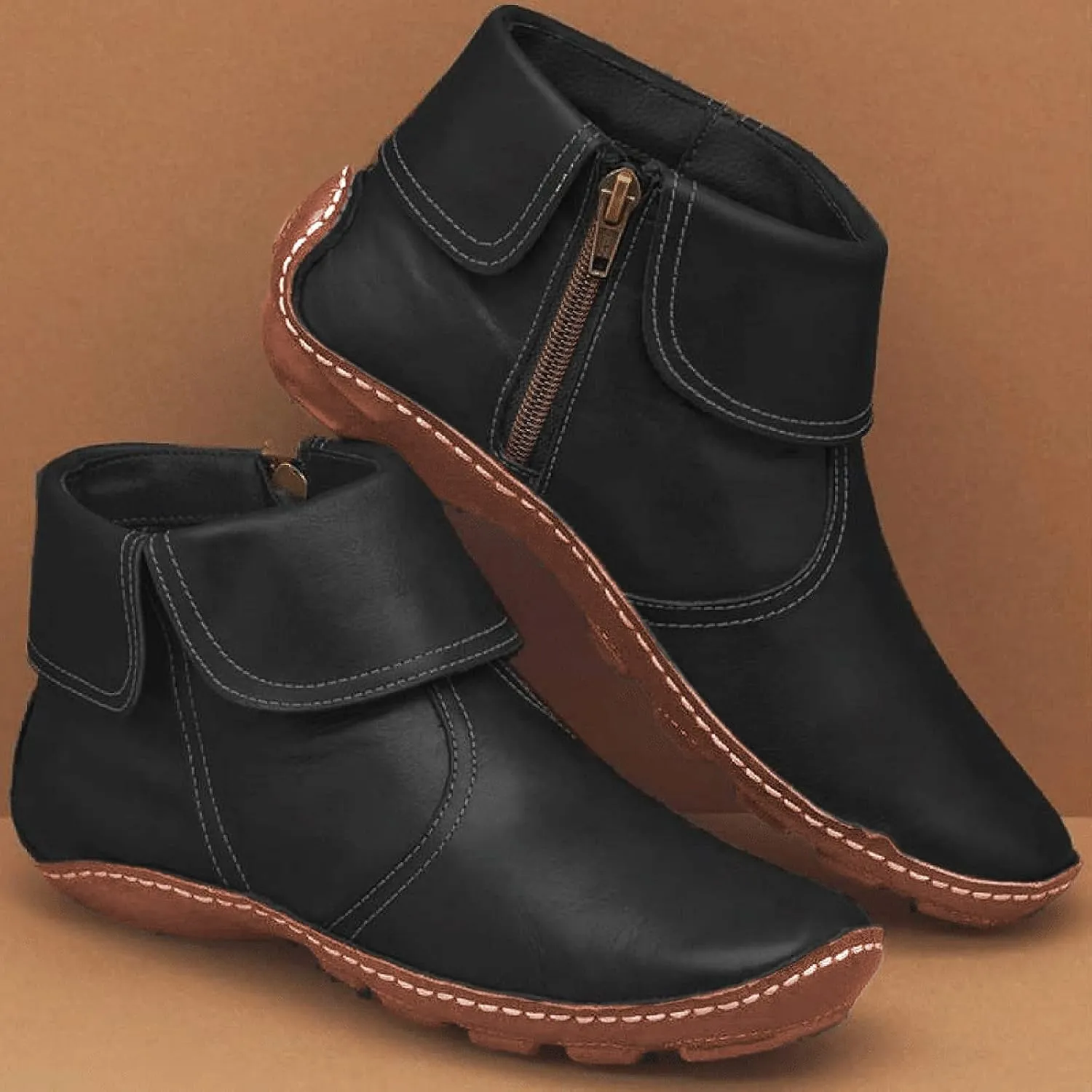 Bcshiye Booties for Women Rounded Toe Slip-Ons Sneakers Loafers Comfortable Wide Width Casual Winter Ankle Booties