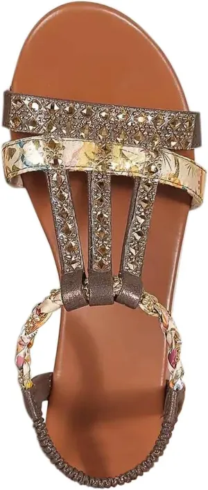 Beaded Gladiator Sandals for Women Thong Flats Comfy Boho Walking Vacation Dressy Summer Beach Shoes