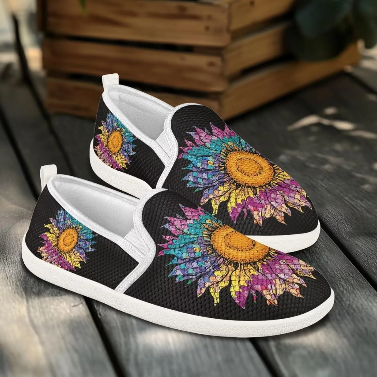 Binienty Low Cut Slip Ons Women's Fashion Sneakers Casual Travel Gym Sneakers Anti Slip Driving Flat Loafers