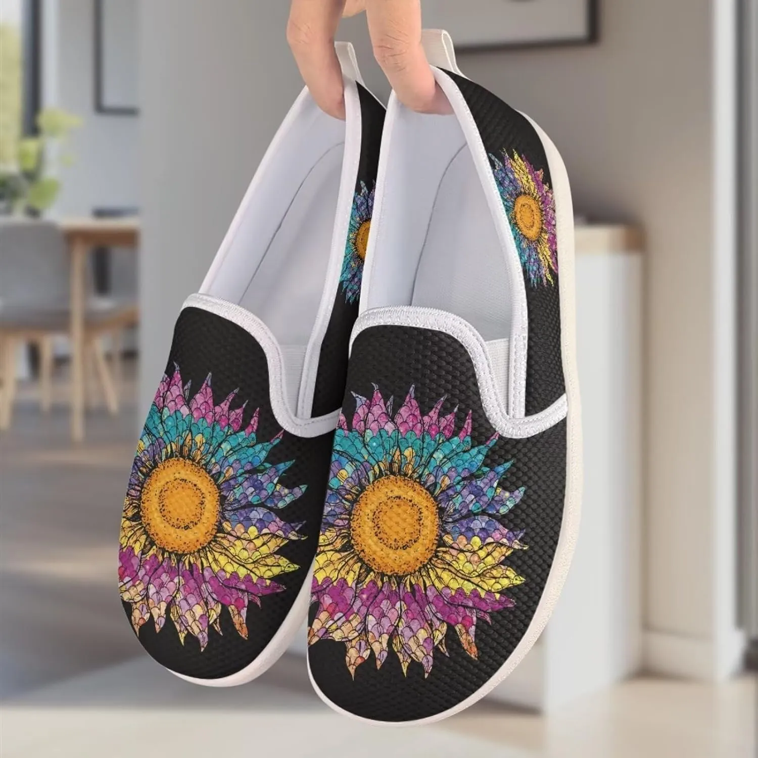 Binienty Low Cut Slip Ons Women's Fashion Sneakers Casual Travel Gym Sneakers Anti Slip Driving Flat Loafers