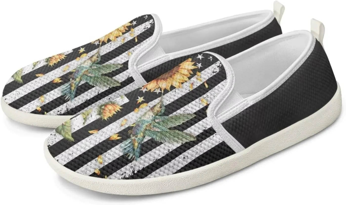 Binienty Low Cut Slip Ons Women's Fashion Sneakers Casual Travel Gym Sneakers Anti Slip Driving Flat Loafers