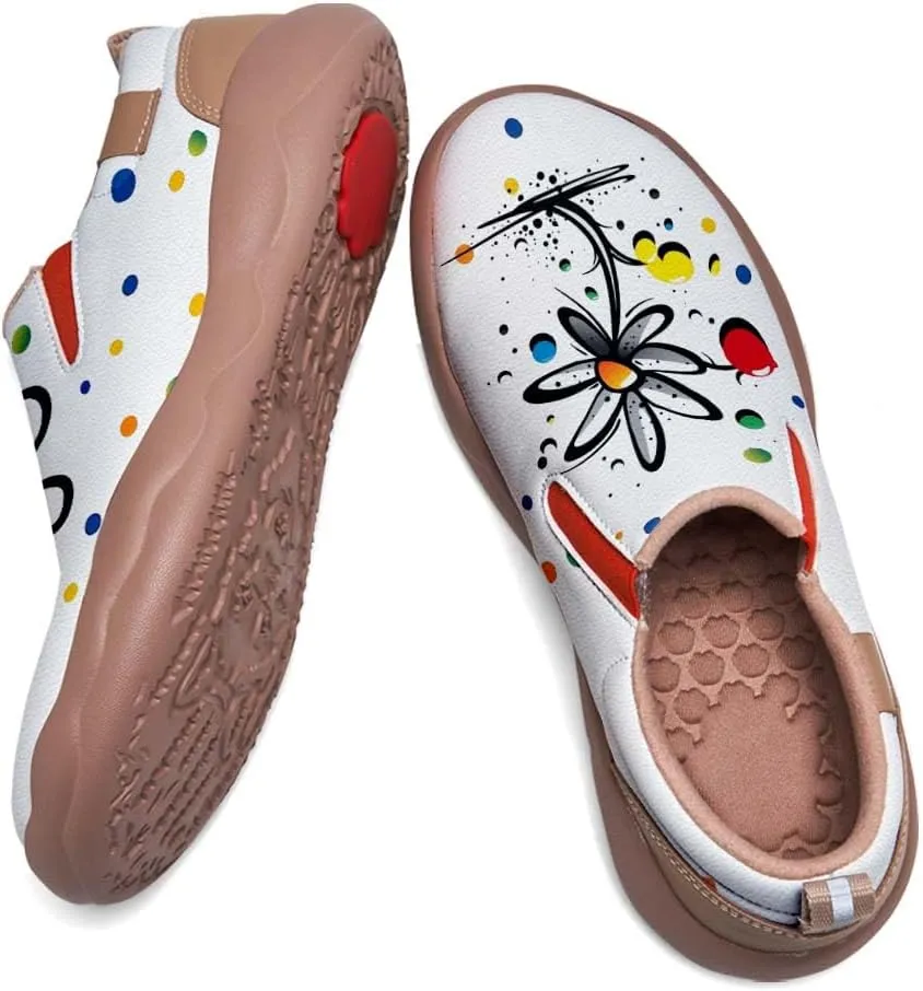 Comfortable Travel Shoes for Womens Loafers Slip Ons Ladies Nurse Shoe Walking Lightweight Cartoon Animal Painted Sneaker