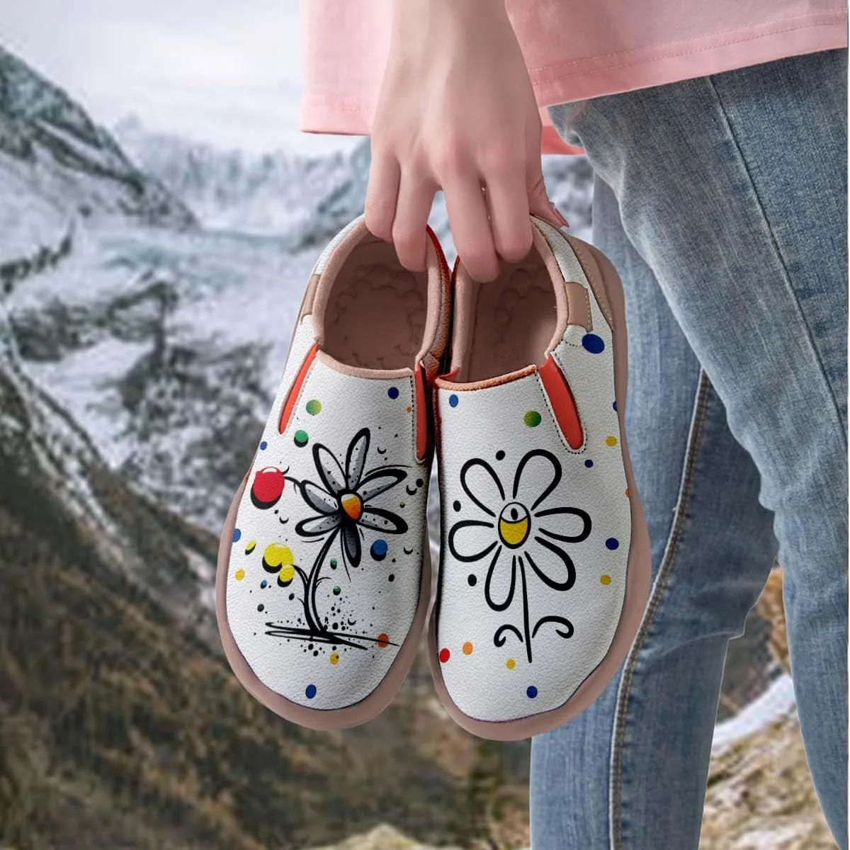 Comfortable Travel Shoes for Womens Loafers Slip Ons Ladies Nurse Shoe Walking Lightweight Cartoon Animal Painted Sneaker