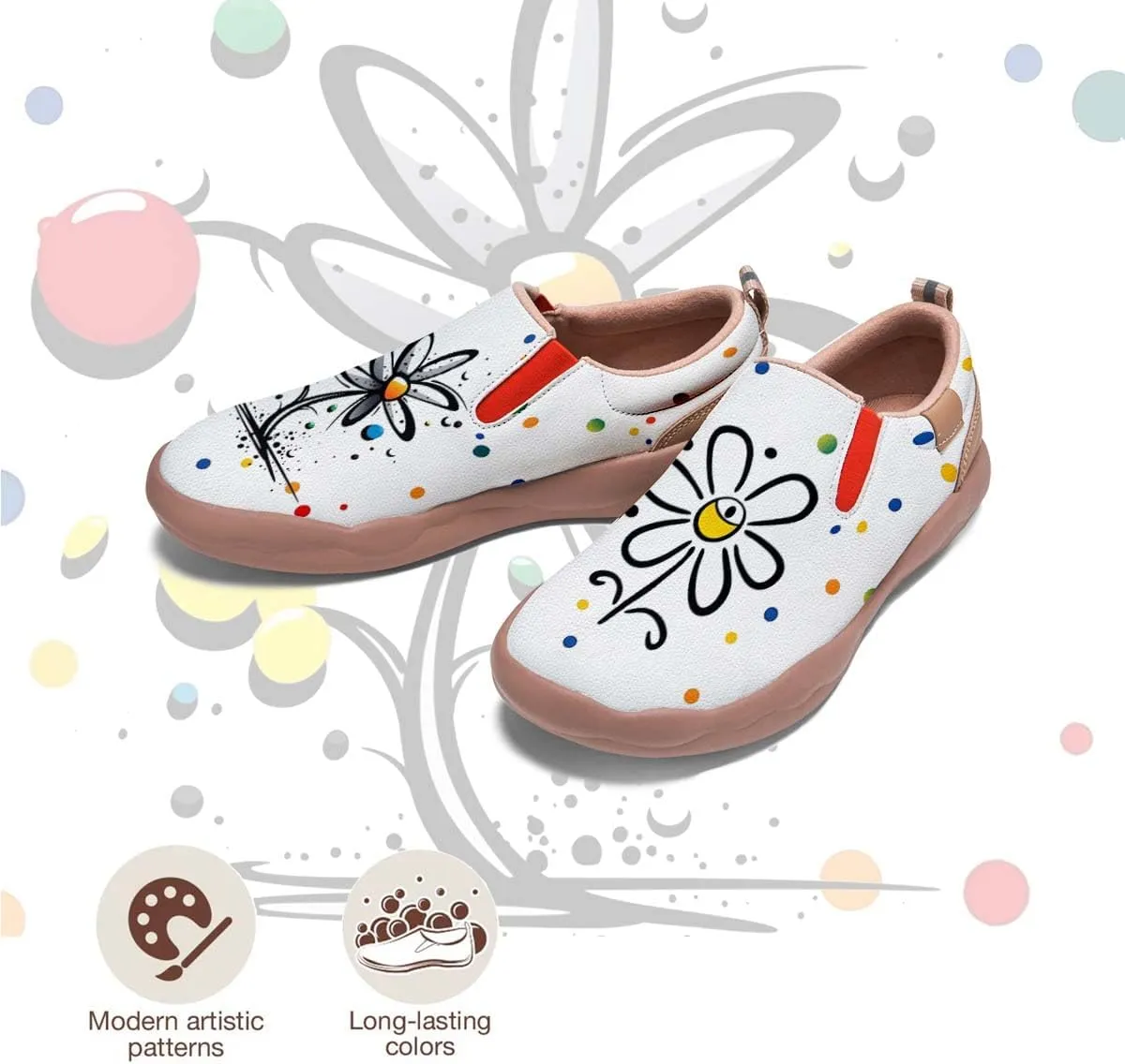 Comfortable Travel Shoes for Womens Loafers Slip Ons Ladies Nurse Shoe Walking Lightweight Cartoon Animal Painted Sneaker