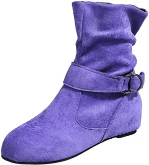 Cowboy Boots for Women Mid Knee High Boots Platform Heel Fringe Side Zipper Fashion Winter Shoes Cowgirl Booties