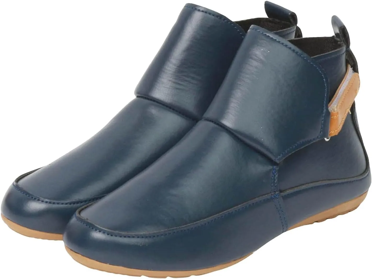 Cowboy Boots for Women Snow Boots Round Toe No Heel Arch Support Boots Side Zipper Vintage Leather Flat Booties