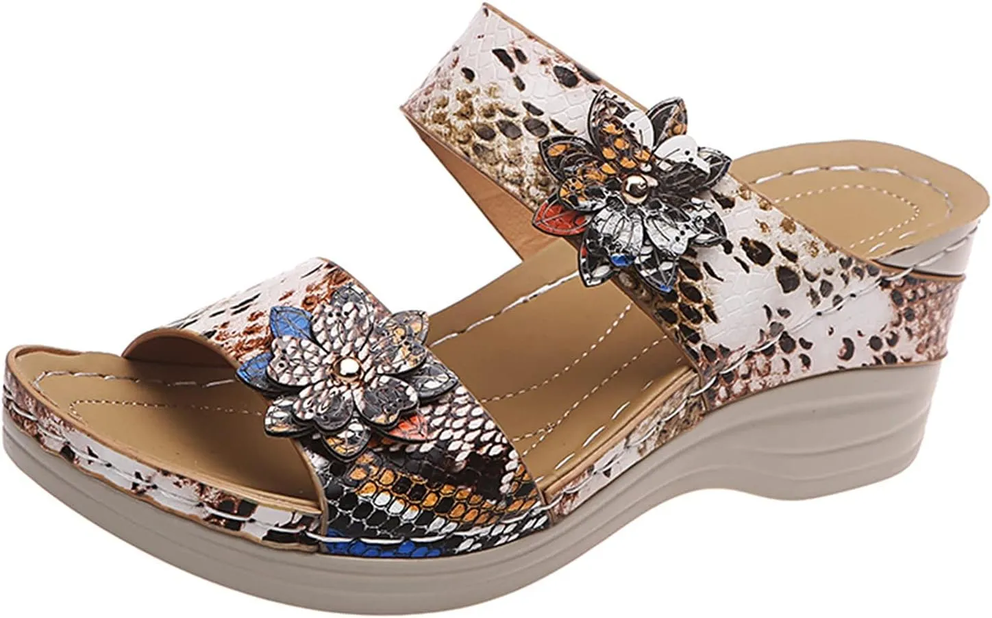 Eduavar Womens Platform Sandals,Summer Sandals Comfortable Beach Travel Sandals Stylish Slip On Sandals Open Toe Sandals