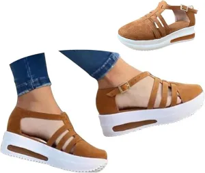 Fanyil Women's Comfy Orthotic Sandals, Fanyil Womens Sandals, Women Closed Toe Platform Wedges Slip On Walking Shoes