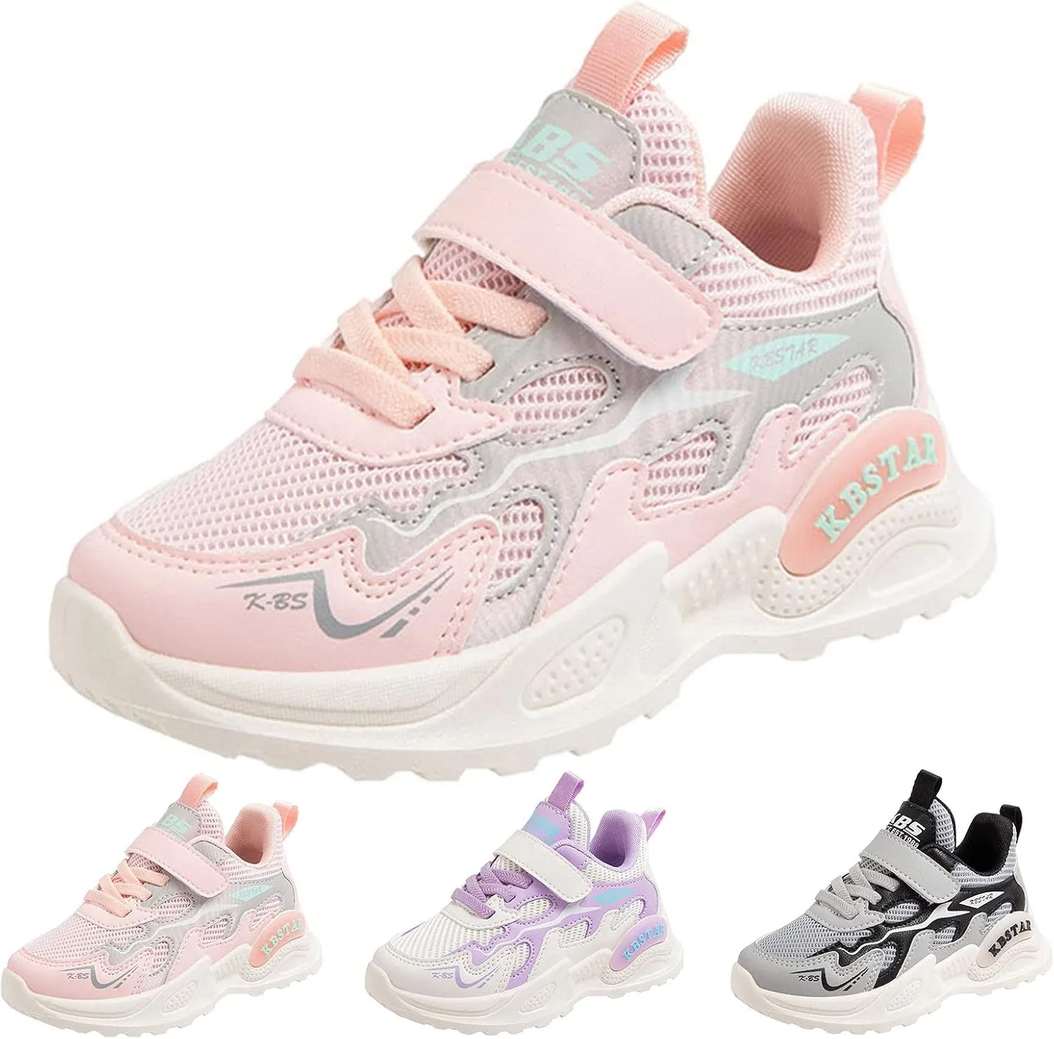 Fashion All Seasons Children Sports Girls Flat Lightweight Mesh Breathable and Comfortable Solid Hook Size 2 Baby Shoes