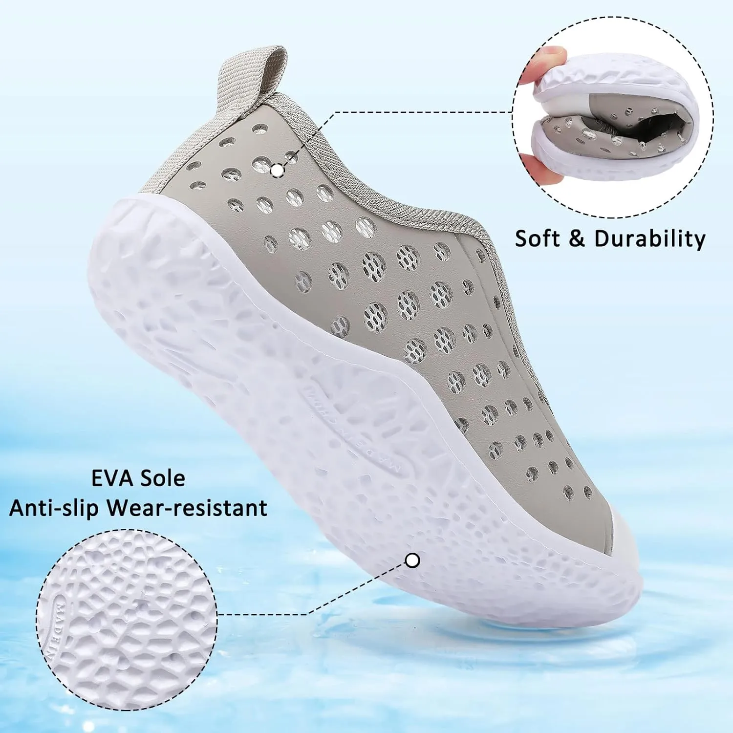 Fires Kids Water Shoes Boys Girls Quick Dry Breathable Barefoot Water Socks for Beach Swim Slip-on Sneakers Lightweight Flexible Toddler Sandals Indoor/Outdoor