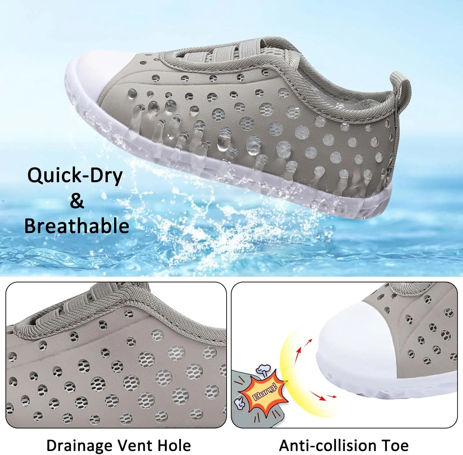 Fires Kids Water Shoes Boys Girls Quick Dry Breathable Barefoot Water Socks for Beach Swim Slip-on Sneakers Lightweight Flexible Toddler Sandals Indoor/Outdoor