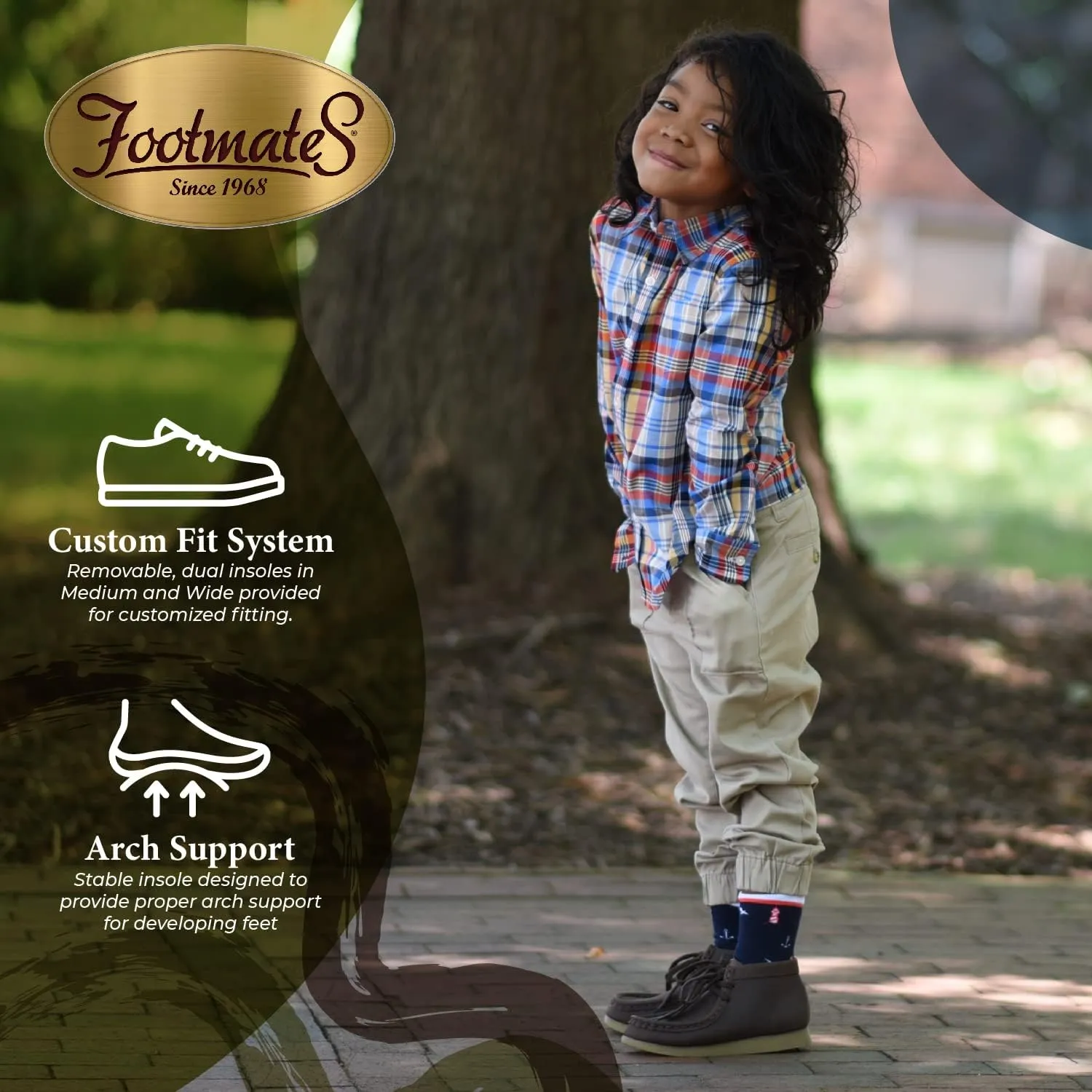 FOOTMATES Wally Lace-Up Wallabee Leather Moccasin Chukka Kids Hiking Boots with Wide Toe Box and Custom-Fit Insoles, Non-Marking Outsoles - For Toddlers and Little Kids, Ages 1-8