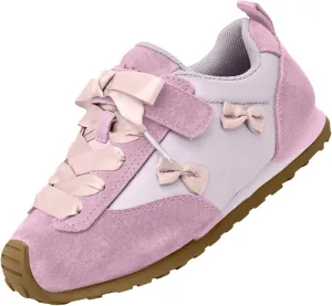 Girls Toddler Casual Sneakers Fashion Bow Walking Shoes Breathable Soft Sole Lightweight Footwear Girls Toddler Sneakers