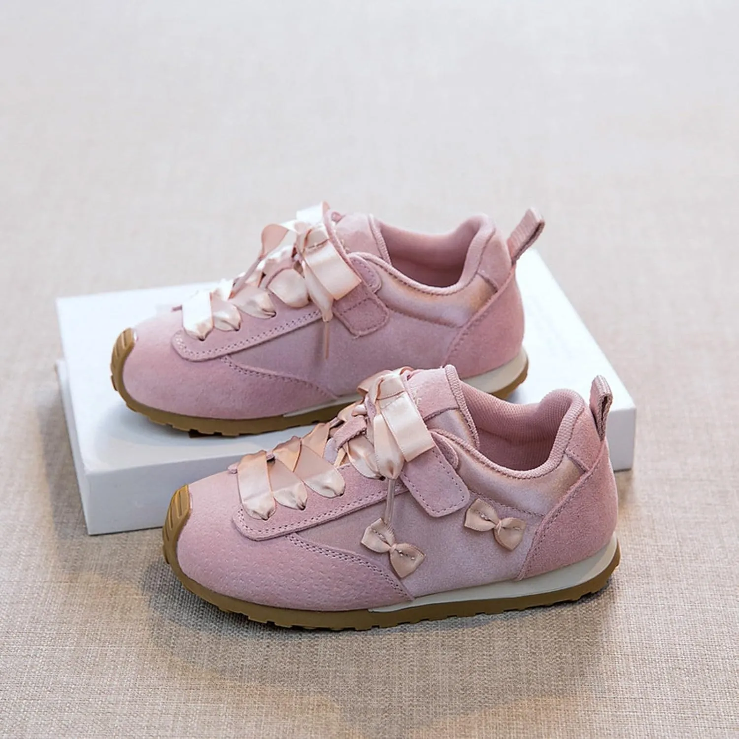 Girls Toddler Casual Sneakers Fashion Bow Walking Shoes Breathable Soft Sole Lightweight Footwear Girls Toddler Sneakers