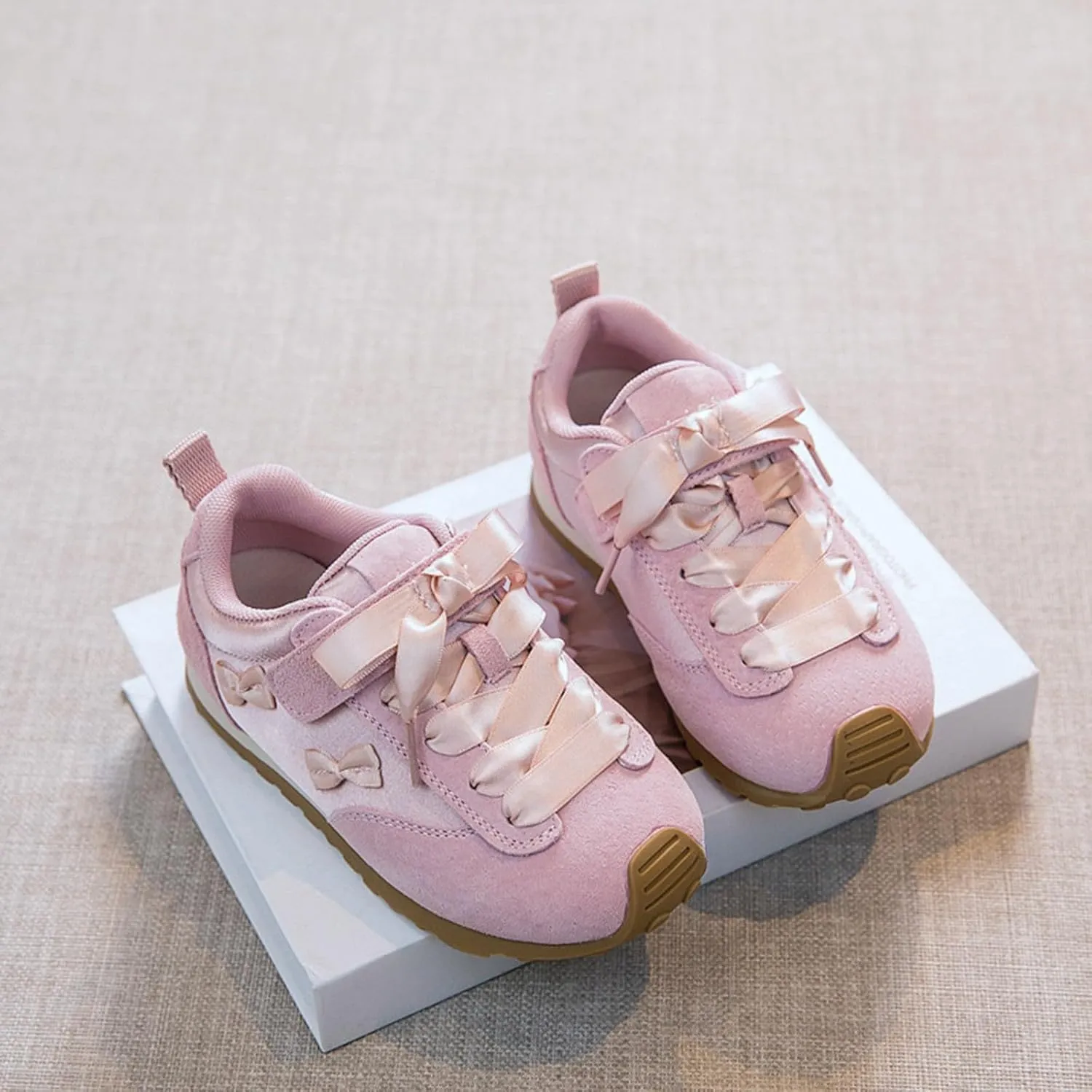 Girls Toddler Casual Sneakers Fashion Bow Walking Shoes Breathable Soft Sole Lightweight Footwear Girls Toddler Sneakers