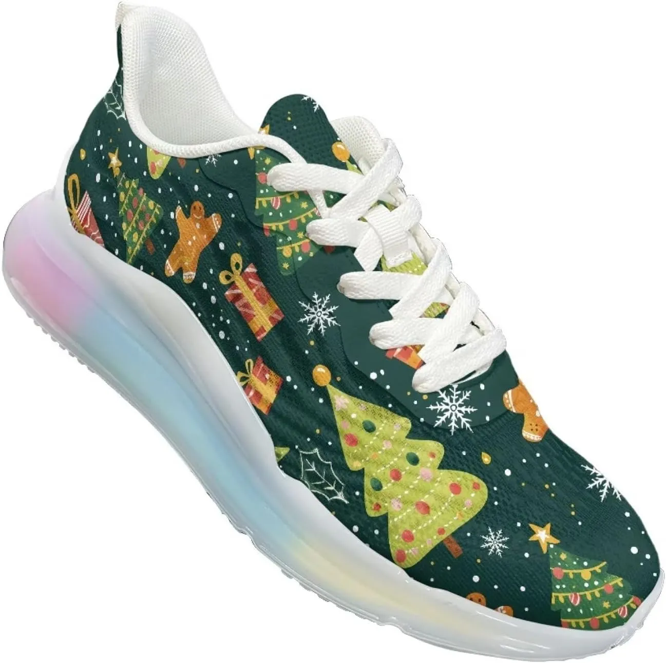 GOSTONG Air Cushion Sneakers for Women Breathable Elastic Lace-up Sneakers Soft Padded Walking Running Sneakers US 6 to 11