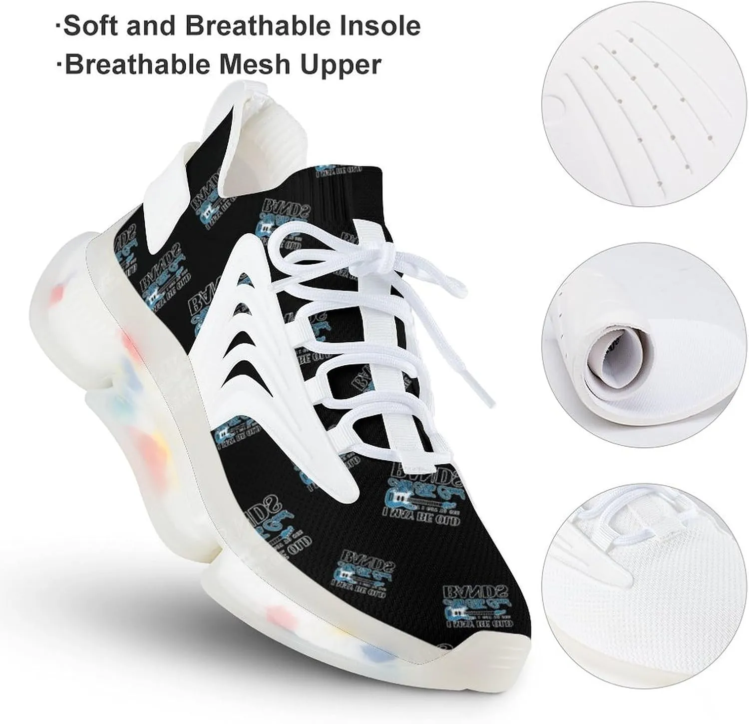 Got to See All Cool Bands Men's Running Shoes Lightweight Walking Shoe Breathable Sneaker