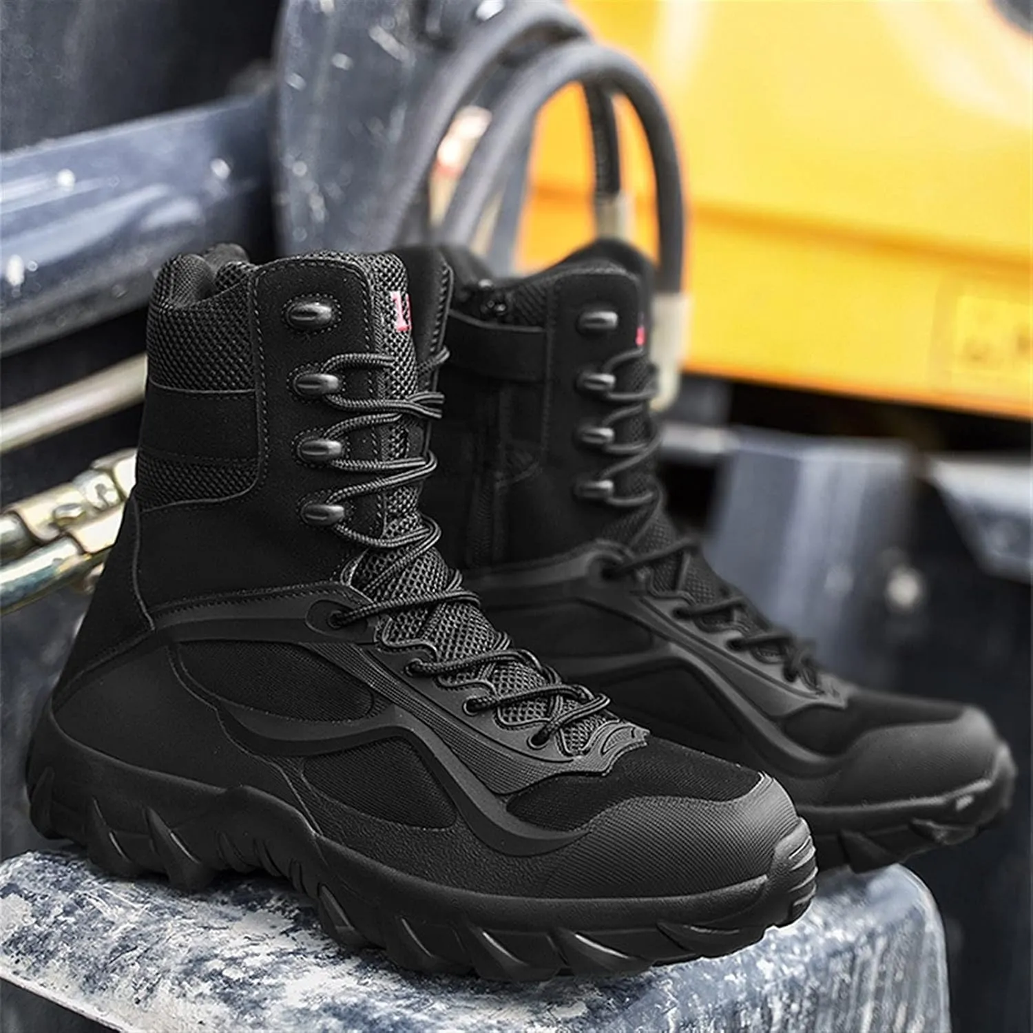 High Rise Hiking Boots, Outdoor Tactical Military Boots, Lightweight High- top Work Army Combat Trainers Footwear, Comfortable and Breathable Lace- up Patrol Shoes, for Hiking,Hunting,Walking, Commut