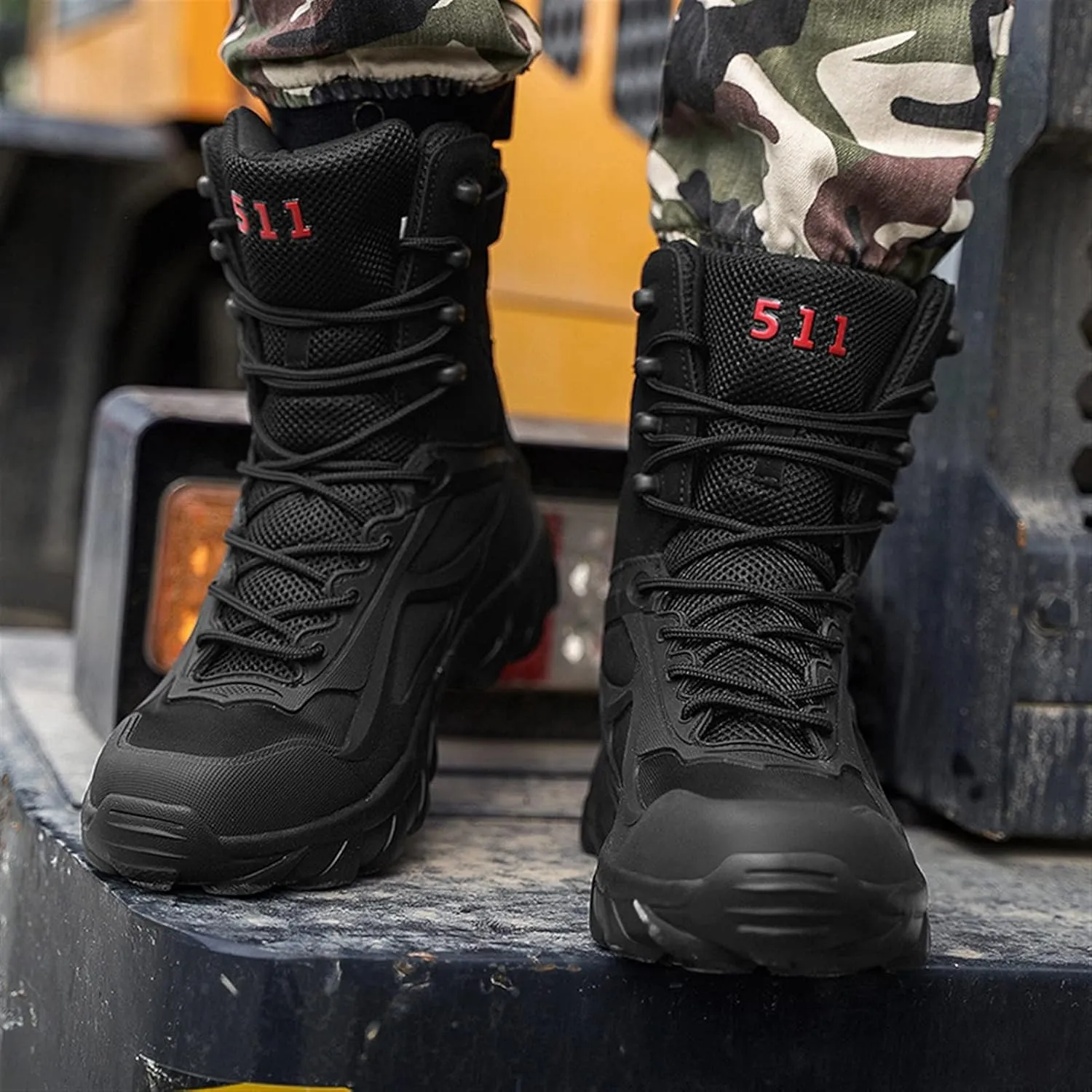 High Rise Hiking Boots, Outdoor Tactical Military Boots, Lightweight High- top Work Army Combat Trainers Footwear, Comfortable and Breathable Lace- up Patrol Shoes, for Hiking,Hunting,Walking, Commut
