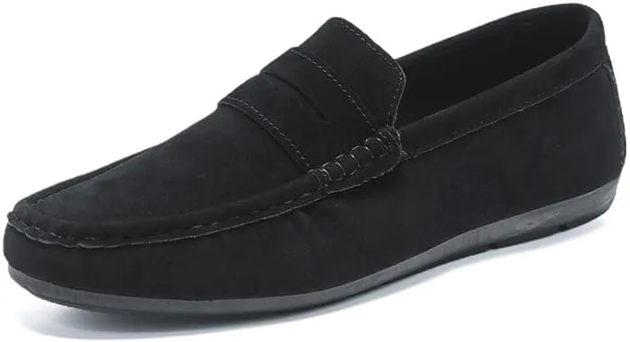 HOOENG Men's Loafers Suede Vamp Driving Penny Loafers Apron Toe Comfortable Flat Heel Lightweight Wedding Fashion Slip-ons