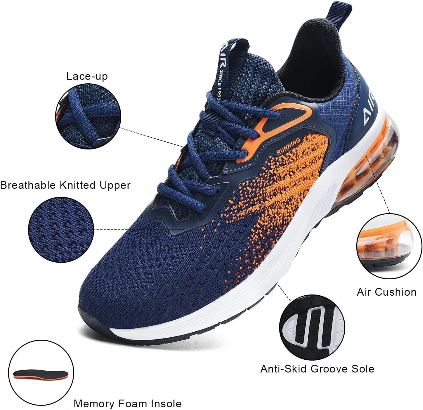 IIV Mens Air Running Shoes Casual Tennis Walking Athletic Gym Fashion Lightweight Slip On Sneakers