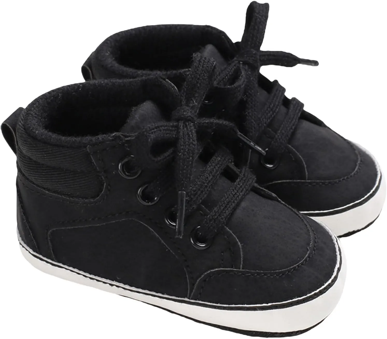 Infant Girls Boys High Top Sneakers Ankle PU Leather Non-Slip Soft Rubber Sole Booties Baby First Walking Shoes