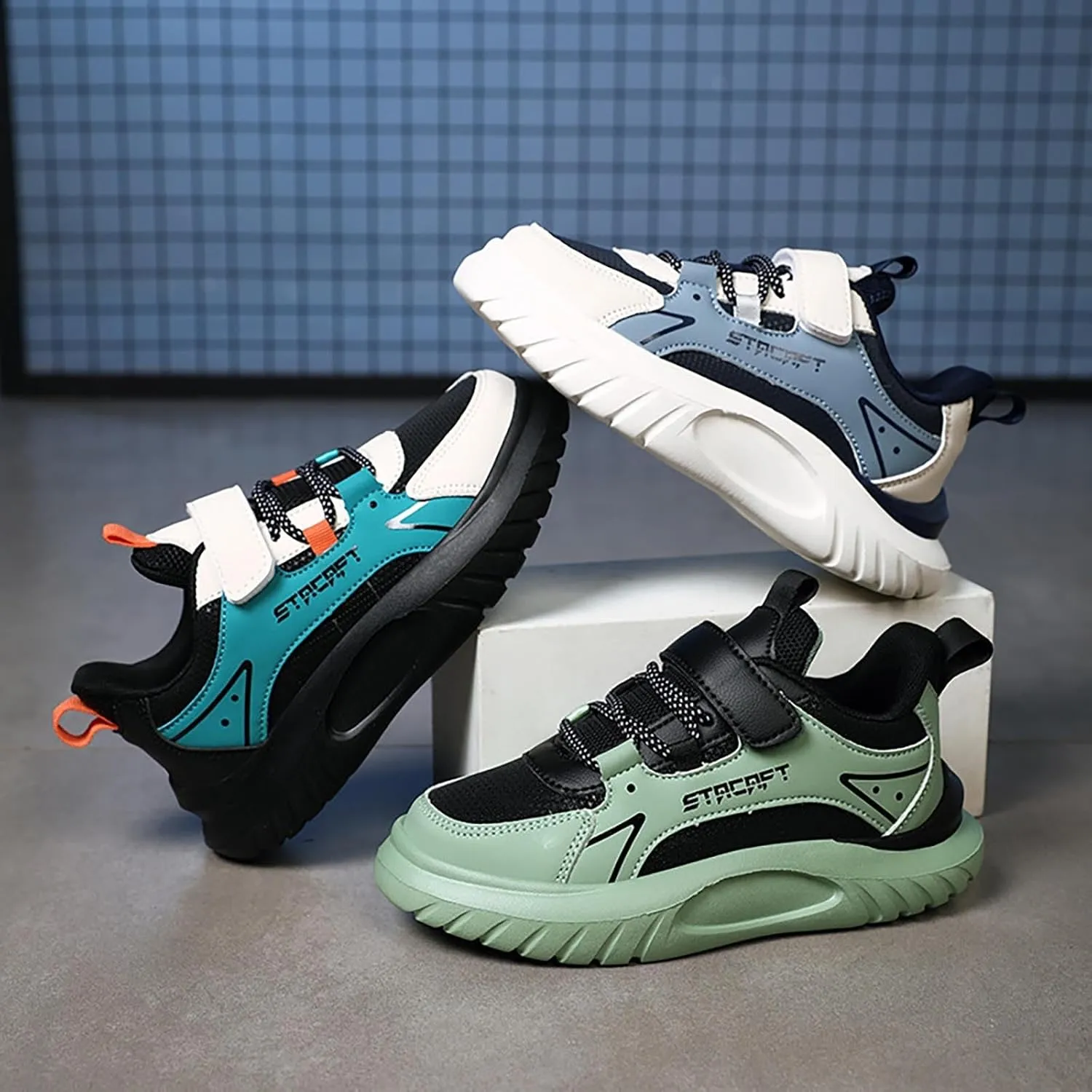 Kids’ Breathable Hiking Sneakers Toddler Boys Girls Athletic Casual Running Lace-Up Breathable School Trainers Shoes