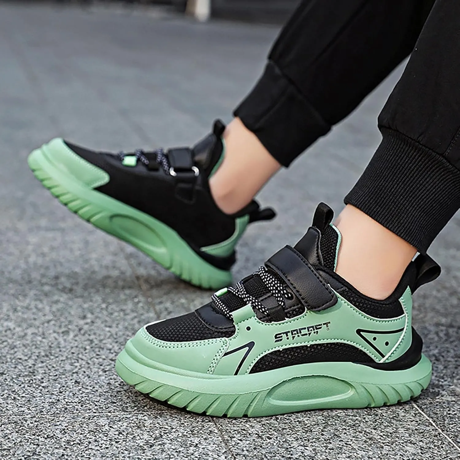 Kids’ Breathable Hiking Sneakers Toddler Boys Girls Athletic Casual Running Lace-Up Breathable School Trainers Shoes