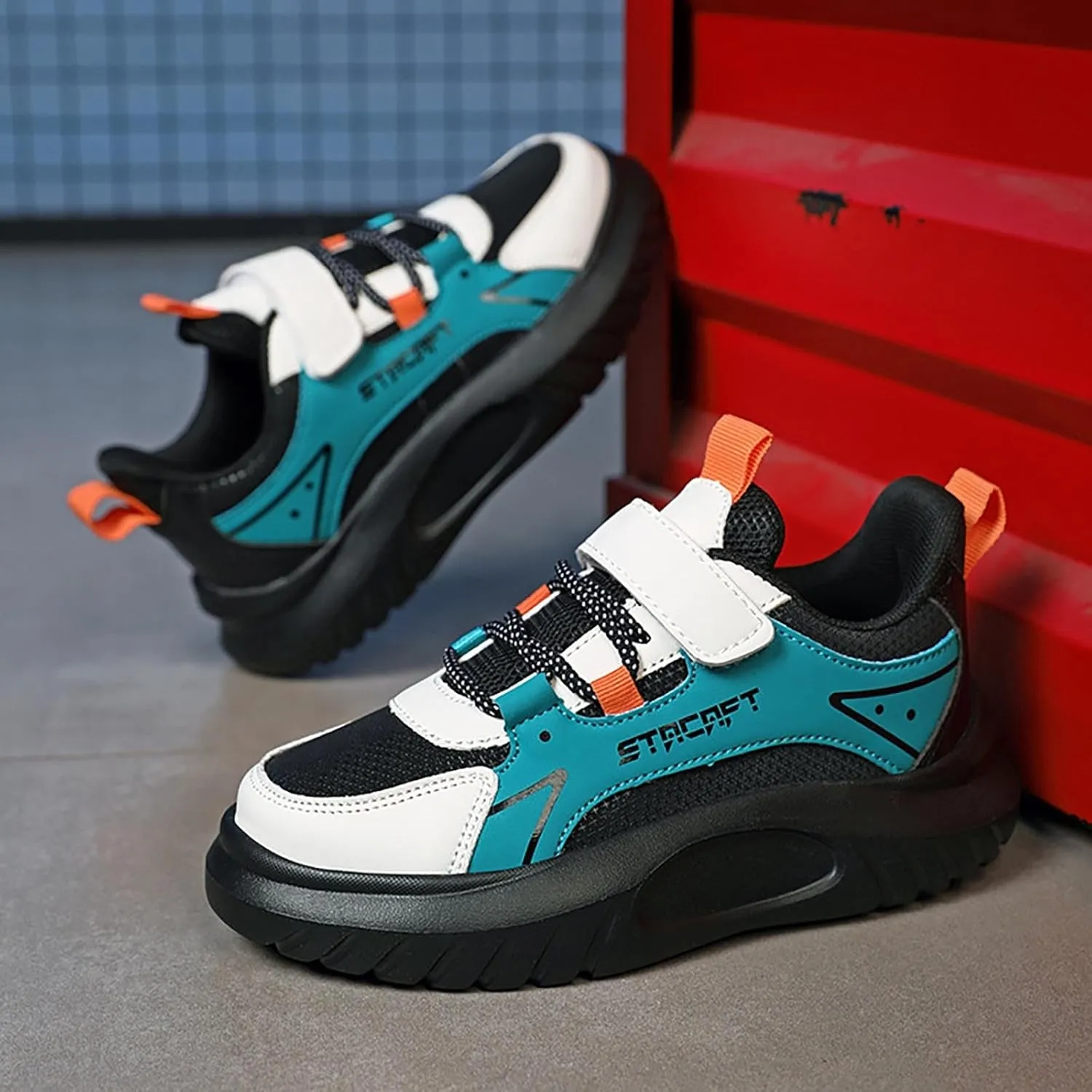 Kids’ Breathable Hiking Sneakers Toddler Boys Girls Athletic Casual Running Lace-Up Breathable School Trainers Shoes