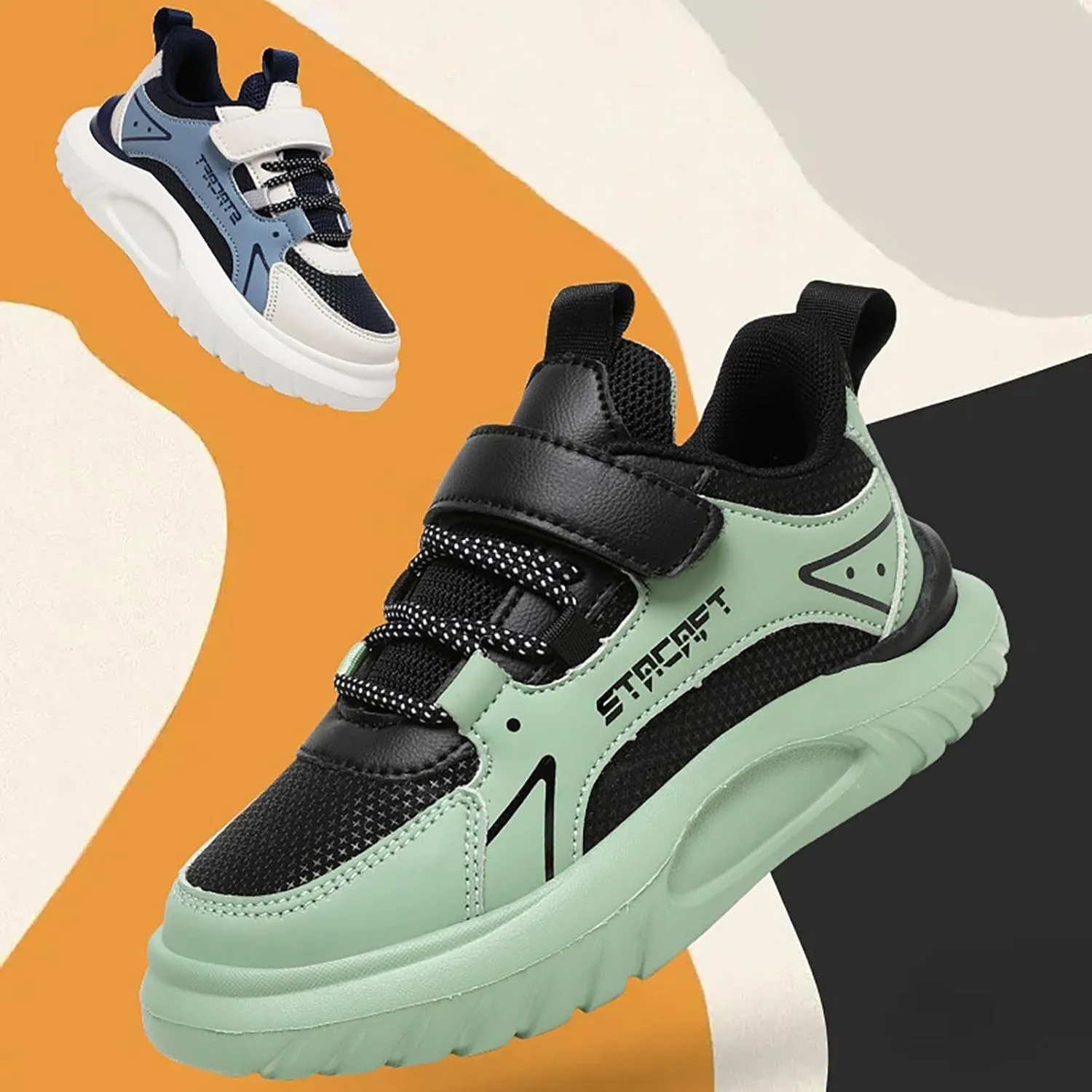 Kids’ Breathable Hiking Sneakers Toddler Boys Girls Athletic Casual Running Lace-Up Breathable School Trainers Shoes