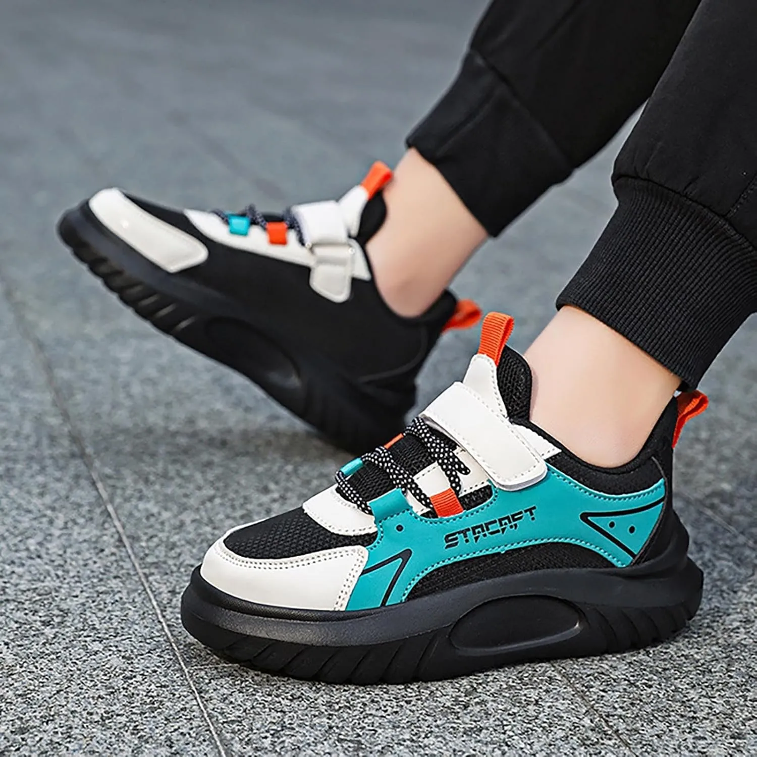 Kids’ Breathable Hiking Sneakers Toddler Boys Girls Athletic Casual Running Lace-Up Breathable School Trainers Shoes