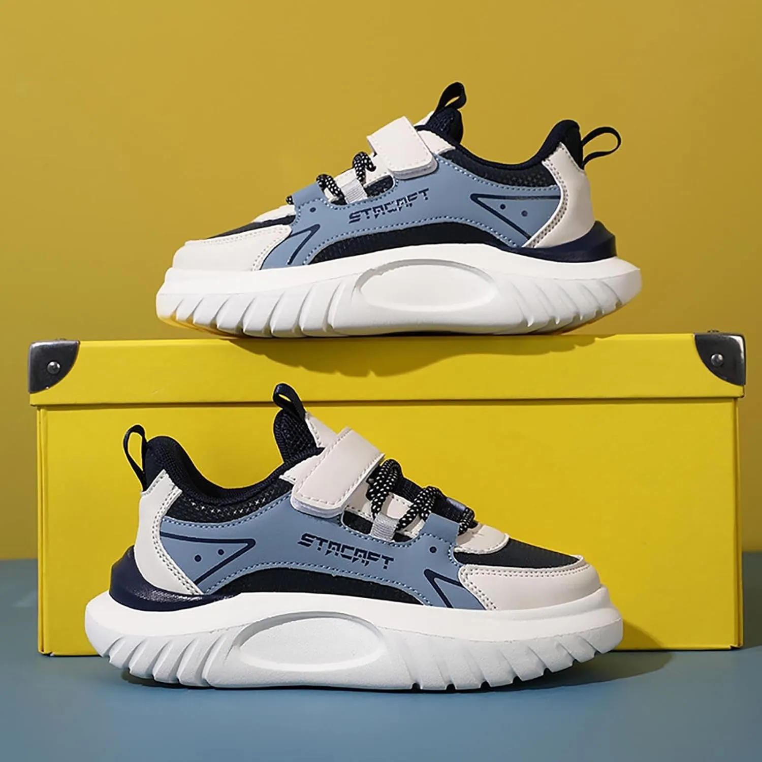 Kids’ Breathable Hiking Sneakers Toddler Boys Girls Athletic Casual Running Lace-Up Breathable School Trainers Shoes