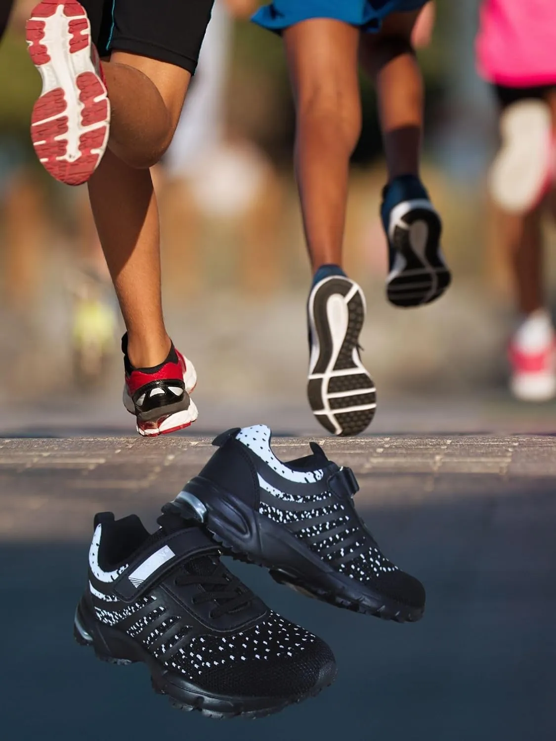Kids Girls and Boys Lightweight Strap Running Athletic School Sneakers Shoes