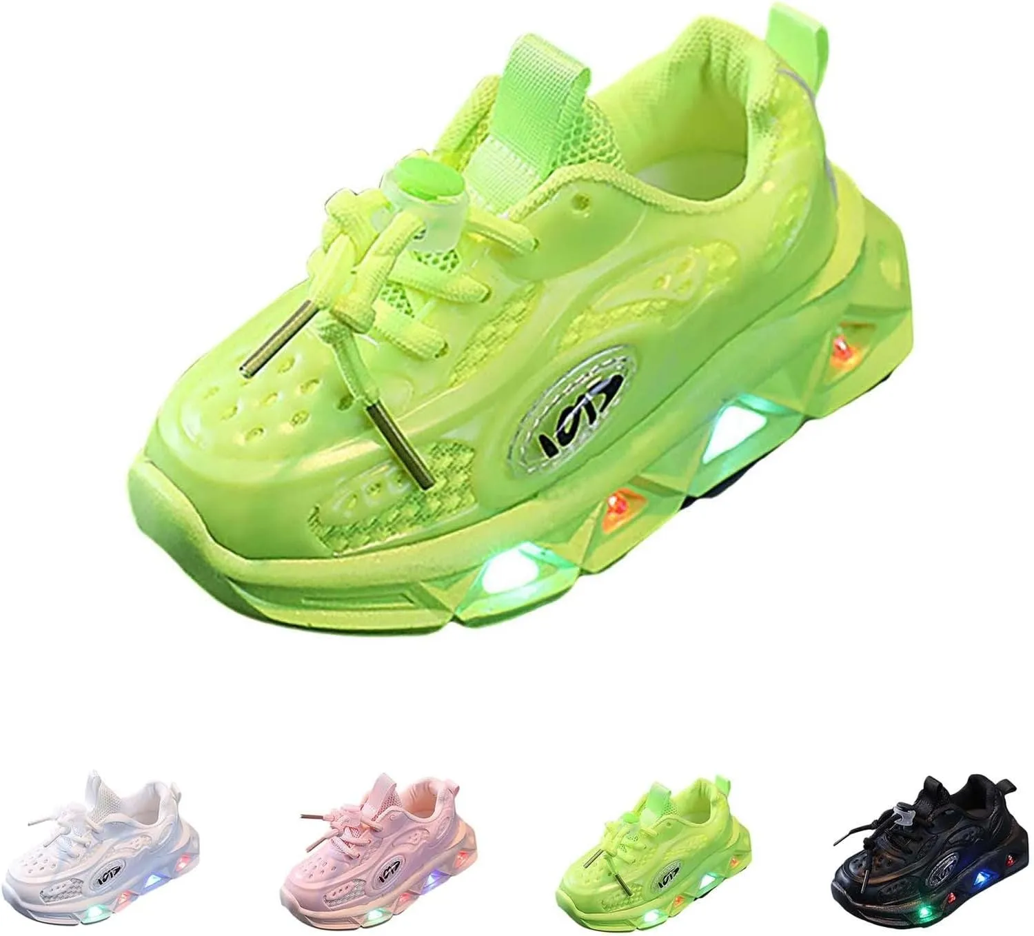 Kids Light Up Shoes Toddler Boys Girls LED Mesh Breathable Lightweight Walking Sneakers Lace Up Luminous Shoes