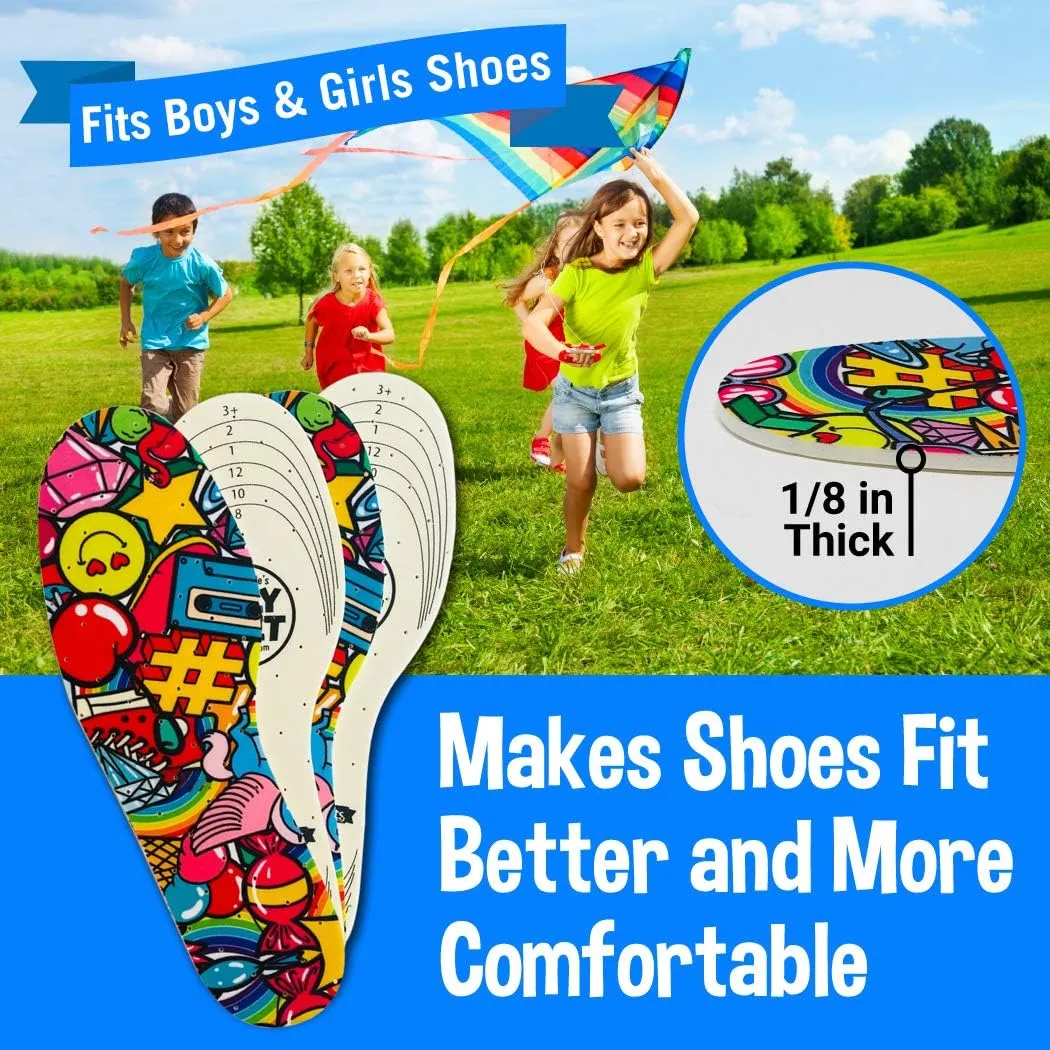 Kids Shoe Insoles Bubble Gum Scented Soft Foam Replacement Inserts for Toddler and Child Shoes 2 Pairs Cut-to-Fit Comfortable Insoles for Kids' Sneakers and Everyday Footwear