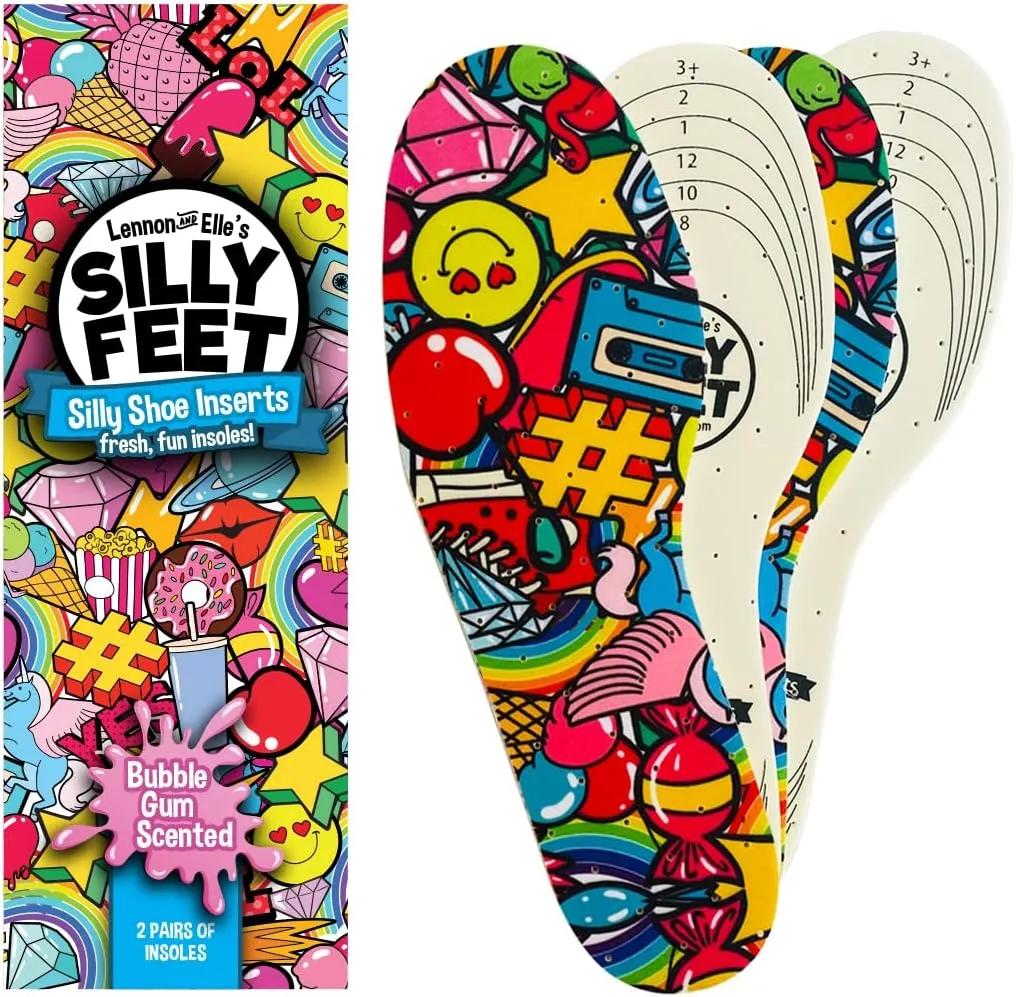 Kids Shoe Insoles Bubble Gum Scented Soft Foam Replacement Inserts for Toddler and Child Shoes 2 Pairs Cut-to-Fit Comfortable Insoles for Kids' Sneakers and Everyday Footwear