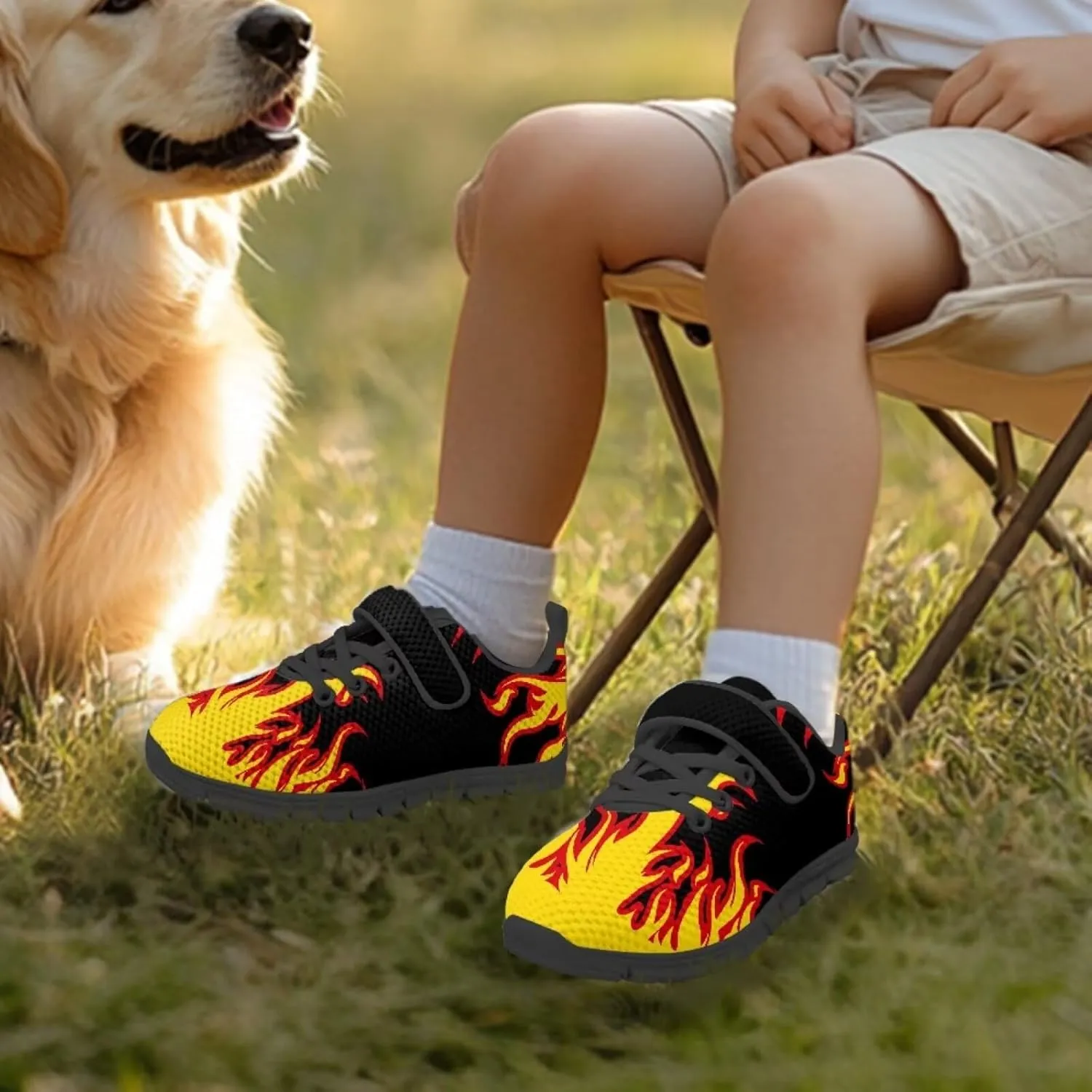 Kids Sneakers Boys Cool Print Running Tennis Shoes Lightweight Breathable Sport Athletic Shoes with One Strap