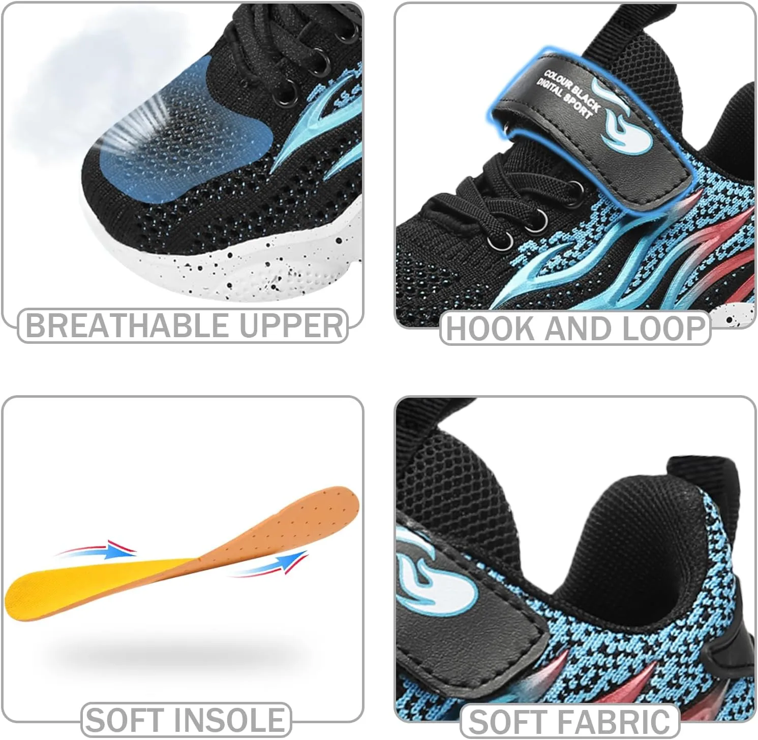 Kids Sneakers for Boys Girls Cool Pattern Athletic Running Tennis Shoes for Little Kid Big Kid