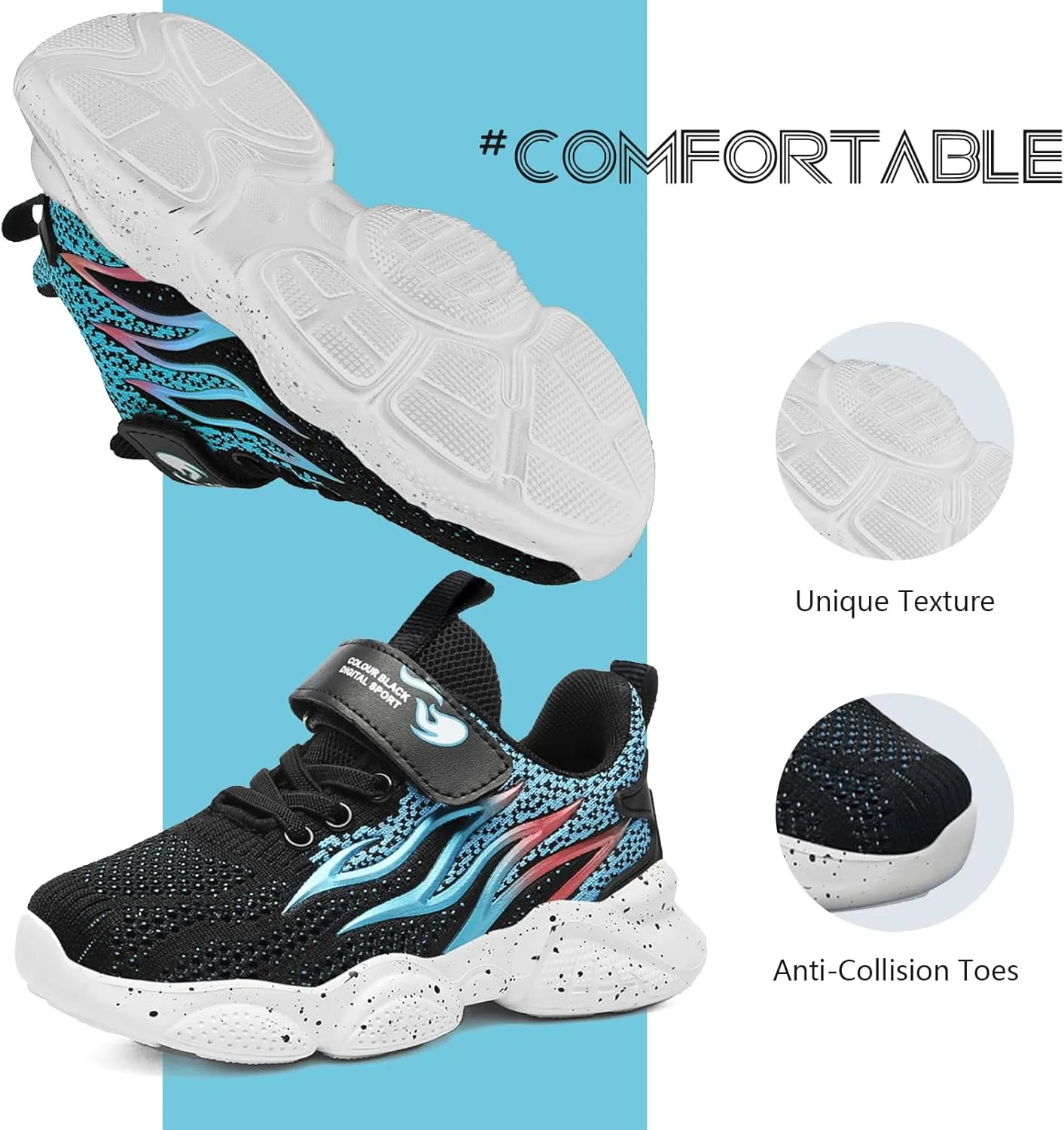 Kids Sneakers for Boys Girls Cool Pattern Athletic Running Tennis Shoes for Little Kid Big Kid