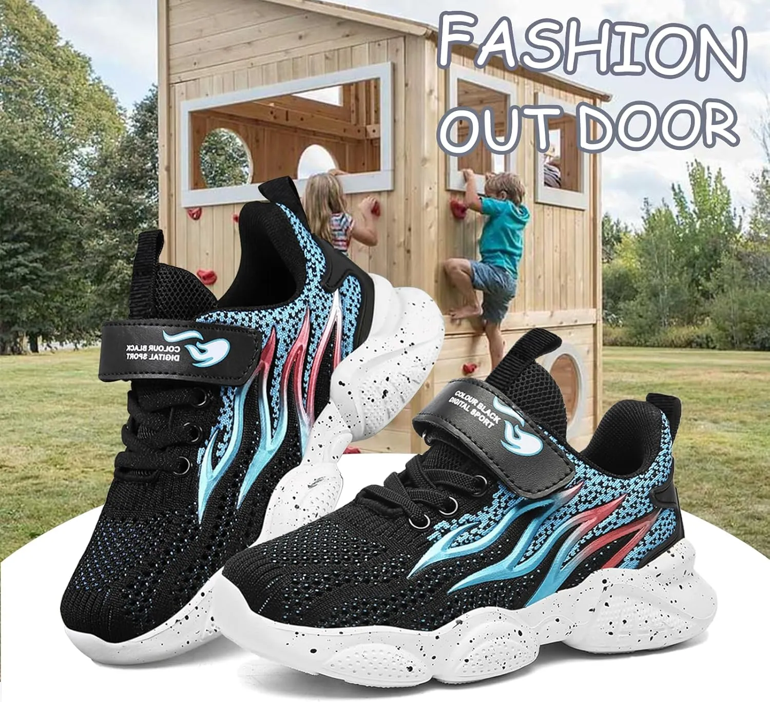 Kids Sneakers for Boys Girls Cool Pattern Athletic Running Tennis Shoes for Little Kid Big Kid