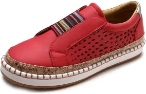 Ladmiple Shoes For Women Sneakers Slip Ons Lace Up Fashion Casual Summer Platform Leather Walking Shoes Flats Loafers