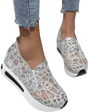 Ladmiple Sneakers For Women Comfortable Shoes Fashion Slip On Walking Shoes Dressy Casual Summer Platform Flats Loafers